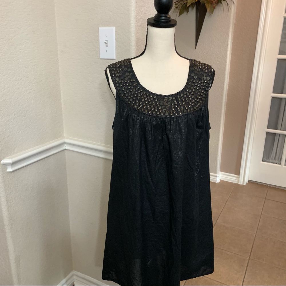 Adrienne Papell black metallic shift dress size 12